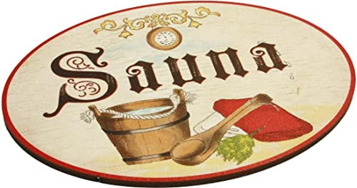 Kaltner Präsente Geschenkidee - Türschild im Antik Design Motiv Sauna (Ø 9 cm)