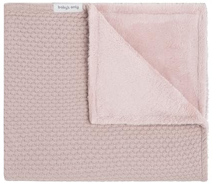 Baby's Only - Sky Gestrickte Babydecke aus Baumwolle mit Teddystoff - Kuscheldecke Baby - TOG 2.7 - für Mädchen - Alt Rosa - 70x95 cm