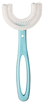 Wzxhew Badezimmer-Regale für Dusche für Kinder für 360° U-förmige Form, gründliche Reinigung, Zahnbürste, U-Zahnbürste, Herz/oval, Badezimmerprodukte (Blau, Einheitsgröße)