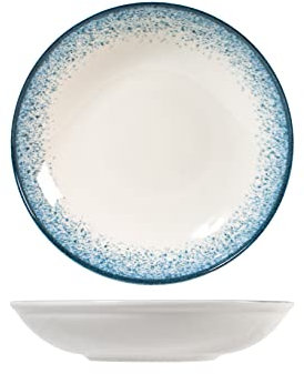 H&H Jupiter Piatto Multiuso in Porcellana, 25cm, Design Moderno, Elegante, per servire le pietanze, Sfumature Blu
