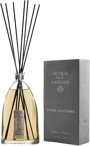 Acqua delle Langhe Terre Lontane – Raumduft Diffusor 200ml – Aromatischer Raumduftverteiler mit Rattanstäbchen – Eleganter Duft für Zuhause – Italienisches Design
