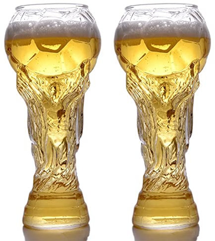 RACKOM Juego de 2 vasos de cerveza de la Copa del Mundo 2022, taza de cerveza creativa de 800 ml, taza de cerveza, taza de fútbol de vidrio, vidrio de cerveza de barra de cristal, vasos de la Copa