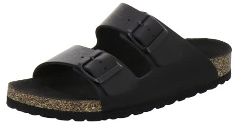 AFS-Schuhe 25100, Bequeme Damen Pantoletten echt Leder, praktische Arbeitsschuhe, Hausschuhe, Handmade in Germany (39 EU, schwarz All Black)