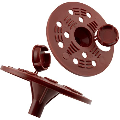 AERZETIX - C65196 - Lot de 50 Rondelles/rosaces Ø6x63 mm avec capuchon pour fixation de panneaux isolant - en plastique - brique bois plaque polystyrène extrudé travaux support plein creux bâtiment