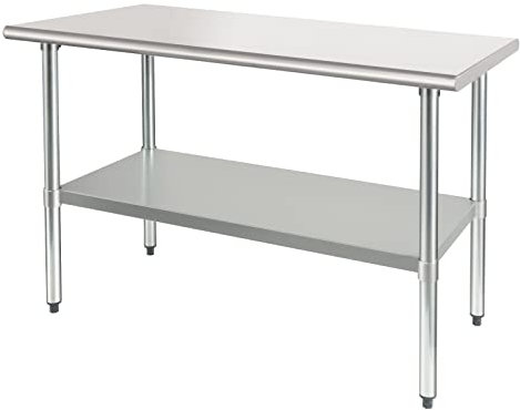HARDURA Edelstahltisch 61×122cm mit Unterregal und verzinkten Beinen Schwerlasttische für Restaurant, Küche, Haus und Hotel