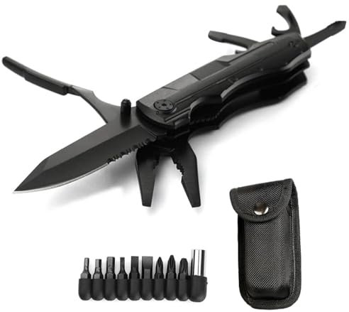 Multitool da Campeggio 14 in 1 con Pinza, Coltello, Sega, Cacciavite, Apribottiglie e Custodia - Strumento Multiuso Compatto e Robusto per Outdoor, Escursionismo, Emergenze e Attività all'Aperto