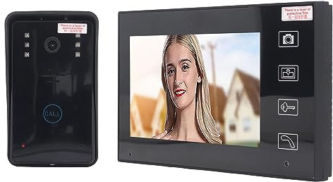 Sonnette Vidéo sans Fil Longue Transmission HD Visiophone pour la sécurité à Domicile, Fréquence 2,4 GHz, Mot de Passe 40 Bits, Sonnette de Système D' avec Affichage (Prise UE)