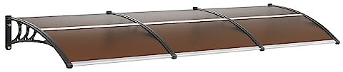 VEVOR Fenstertür-Markise Baldachin 101,6 x 304,8 cm, UPF 50+, Polycarbonat, Eingangstür, Außenfenster, Vorzelt, Überhang Markise für Sonnenschutz, UV, Regen, Schneeschutz, Hohlblech