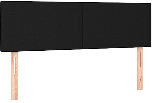 vidaXL Kopfteil, Bettkopfteil mit Holzbeinen, Höhenverstellbar Polsterkopfteil für Bett, Betthaupt Bettzubehör Schlafzimmer, Schwarz 144x5x78/88 cm Stoff