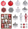 Beinhome Weihnachtskugeln-Set, 40 Stück, 7 cm, bruchsichere Kugeln zum Aufhängen, für Weihnachtsbaumschmuck, Verschiedene Formen und Größen, hängende Kugel für Feiertage, Festivals und