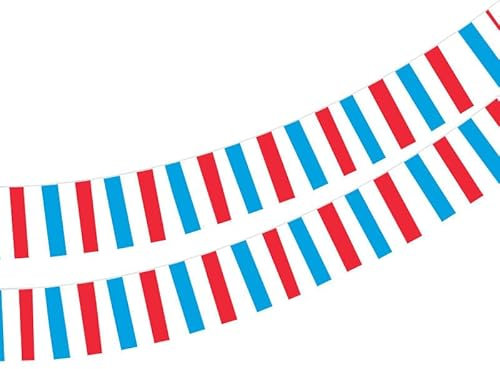 Pandiui23 Luxemburger Flagge, 40 Stück, 11,4 m, 14 x 21 cm, Patriotisch, Dekoration, Veranstaltungen, Polyester, Innenbereich, Außenbereich