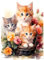 RICUVED Katzen Diamond Painting Erwachsene, 5D Katzen Blumen Diamant Painting Bilder Erwachsene, DIY Diamond Painting Bilder Tiere Diamant Malerei Set für Wanddekoration 30x40cm