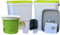 2 x Bokashi-Eimer-16l + 5l-TriaTerra-Streu Set Terra Preta-Küchenkompost (weiß/Limette)