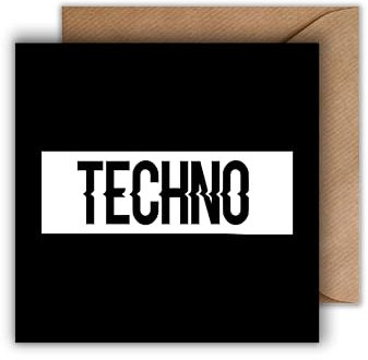 WBdesignz Techno Geburtstag Karte mit Umschlag - Rave Geburtstagskarte “Don’t Worry be Techno” Glückwunschkarte Techno EInladungskarte Geschnkkarte zum Geburtstag (125 x 125 mm)