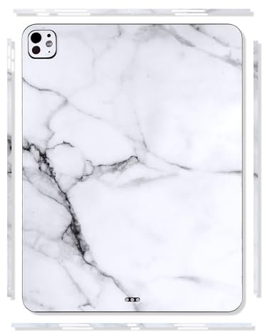 IMMOENUC - Tablet Skin Sticker for 2024 iPad Pro M4 13 inch A2925/A2926 Back Decals Protector Film Anti-Scratch Abrasion Resistant with Tablet Side Bezel Sticker + Pencil Pro Sticker(Marble Pattern)