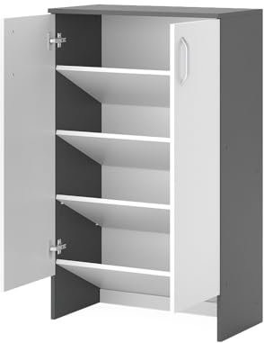 Vicco Schuhkipper Footstep, Anthrazit/Weiß, 66 x 110 cm mit 2 Türen, 4 Fächern