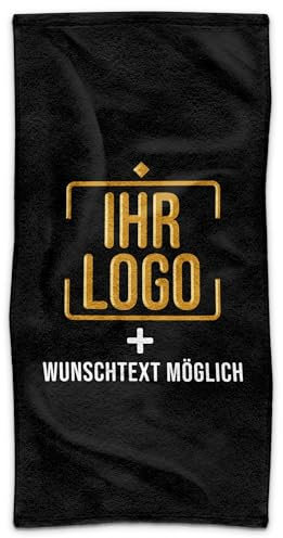 PR Print Royal Personalisiertes Handtuch mit Logo & Wunschtext - Handtuch mit Firmenlogo Bedrucken, Werbegeschenke, Verein, Abschiedsgeschenk Kollegen | Fotohandtuch, 50 x 100 cm Hochformat