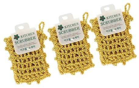 minkissy 3pcs Kitchen Washing Towel Dishcloth Sponge Wipes Dish Cloth Cleaning Scrubber Sponges for Cleaning Kitchen Scrubbers Dish Wash Scrubber Kitchen Duster Cloth Cleaning Rag Golden