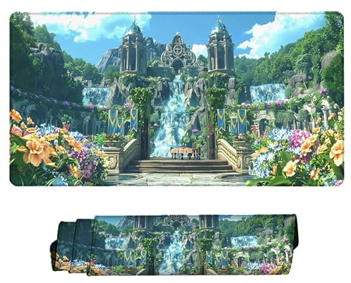 Mauspad GrüN Gaming Mauspad 800x300 Mauspad xxl Optimiert für Gaming-Sensoren Schloss Schreibtischunterlage Vernähten Kanten Wasserdicht und Rutschfest Verbessert Präzision und für PC, Laptop F-N