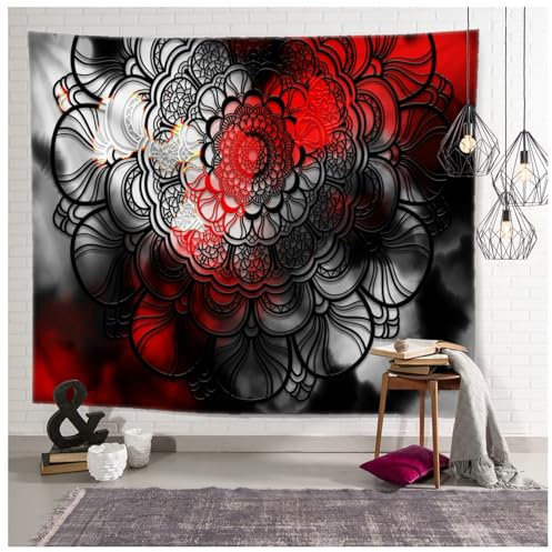 Wycian Wandvorhang Fantasy Wandtuch Mandala Mehrfarbig Blume Mikrofaser Tuch Wand Upgrade Vertikale Ausrichtung Weich 200X150cm (Breite x Höhe)