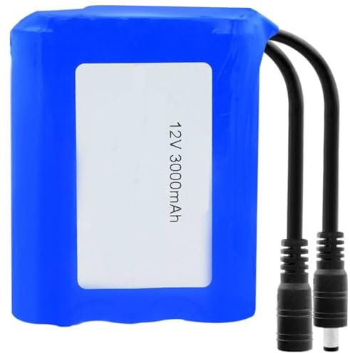 SHANRROW 12V 3000mAh Lithium-Ion Battery Pack 3S 18650 Rechargeable Battery for Fishing Lighting Flashlight with DC Plug