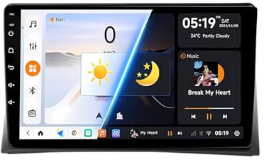 Radio estéreo BOBOBH 2 DIN con Android 14 y Bluetooth para Volkswagen Multivan T5 (2003-2015), pantalla táctil de 9 pulgadas, control de voz, Carplay, wifi, control en el volante, USB, GPS (B7 1G+32G)