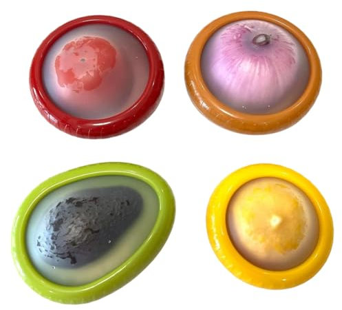 JXYT Avocado Saver and Tomato Holder, Set of 4 Silicone Fruit Vegetable Storage Anti-oxidation Box, Reusable Storage Containers for Fridge - Ideal for Garlic, Onions, Lemons, and Potatoes