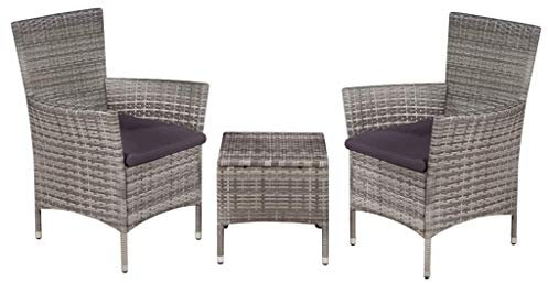 Brokky 3-TLG. Bistro-Set Balkonset Bistrotisch Outdoor BalkonmöBel Bistro Set Outdoor Poly Rattan Grau