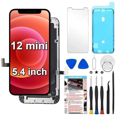 TSIOFO Display für iPhone 12 mini LCD Ersatz Bildschirm 5,4 Zoll LCD Display 3D Touch Digital Bildschirm Rahmen Glasbildschirm Kit Komplette mit Werkzeug-Kit