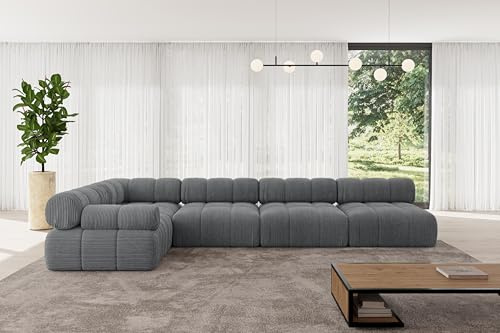 ALTDECOR Modulares Sofa Ecksofa in L-Form Corner modular Sofa Eckcouch Couch Wohnlandschaft Cauchsofa Polstersofa Mende-L3-380x190x70 cm Dunkelgrau