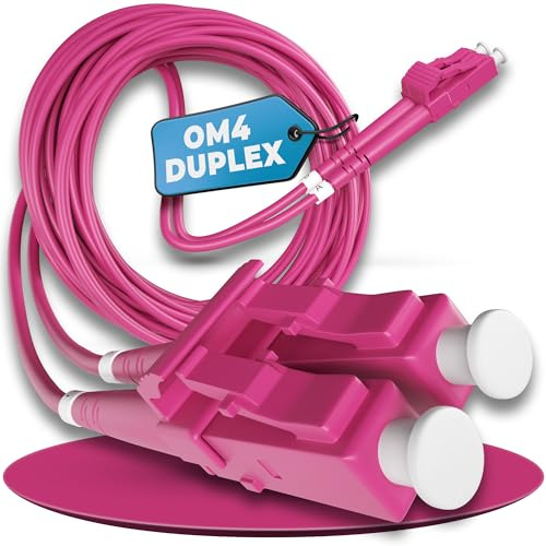 Conectra® - 15m Glasfaserkabel OM4 | Duplex | LC/UPC auf LC/UPC | Farbe Magenta | ideal für Unternehmensnetzwerke | LWL Lichtwellenleiter Glasfaser Verlängerung (Länge 15 Meter)