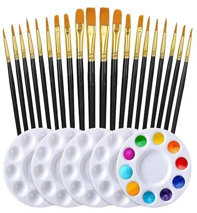 20pcs Malerpinsel + 5pcs Pinselset Borstenpinsel Aquarellpinsel Pinsel Set Schminkpinsel Set Pinsel Acrylfarbe