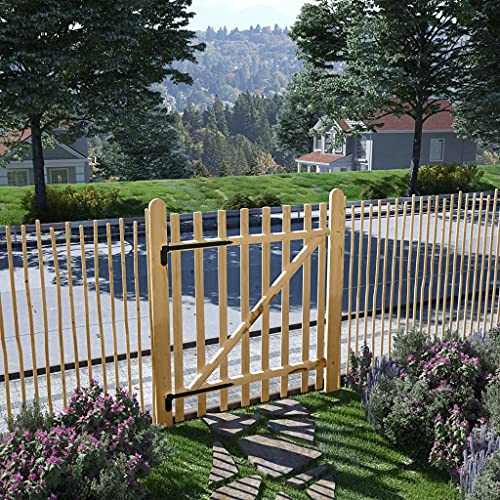 HaoChrymec Zauntor Einflügelig aus Haselnussholz, Robustes Design mit Vertikalen Latten, Gartentor für Gartenzaun, Hoftor für Außenbereich, 100 x 120 cm