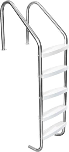Poolleiter Edelstahl 5 Stufen, Pooltreppe Non-Slip Treads, Poolleitern für Unterirdische Pools, 59 x 53 x 182 cm