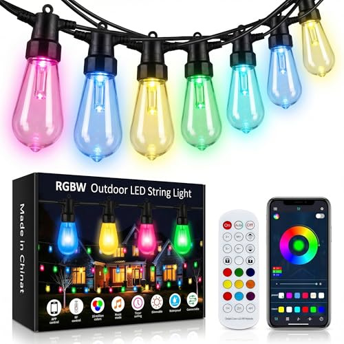 8,2M Lichterkette Außen Strom mit App-Steuerung, RGBW Smart LED Outdoor Lichterkette Dimmbar, IPX66 Wasserdicht Bruchsicher, 24V Niederspannung Sicherheit, Segmentierte Farbauswahl für Garten Balkon