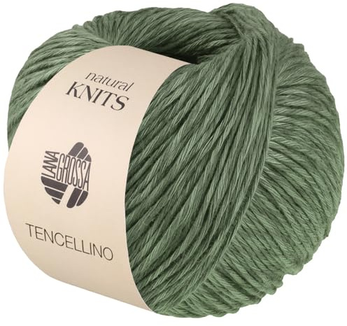 LANA GROSSA Tencellino | Klassisch verzirntes Garn aus natürlich mattem Leinen & seidig glänzendem Tencel | Handstrickgarn aus 51% Leinen & 49% Tencel | 50g Wolle zum Stricken & Häkeln | 125m FB 8