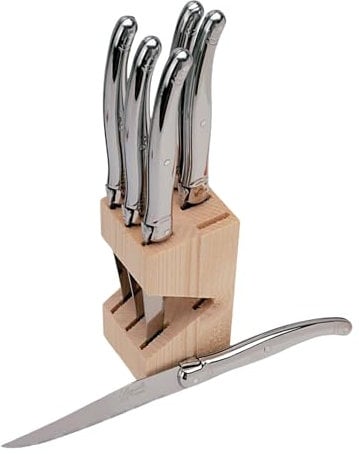 Laguiole Jean Dubost 16572 Bloc 6 Couteaux Steak Tout Inox, Argent