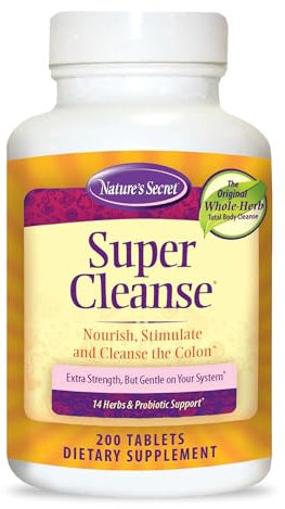 Nature's Secret Super Cleanse - 200 Tablets - Nourish, Stimulate & Purify The Colon - 100 Servings