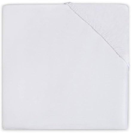 Jollein Spannbettlaken Jersey - White - 50x90cm - 100% Baumwolle - Spannbetttuch - Weiß