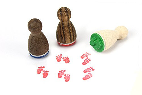 Stemplino® Ministempel - Babyfüße - 12mm Durchmesser - Holz & Gummi Stempel mit Baby Motiv