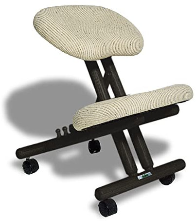 cinius Ergonomischer Stuhl Orthopädischer Kniestuhl Computerstuhl Kniehocker Stoff Schwarz/Natural Farbe