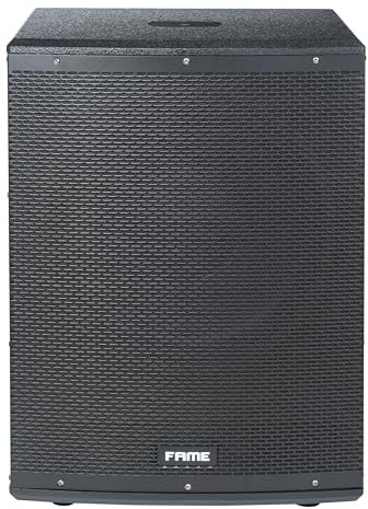 Fame Challenger SUB 15A Aktiver Subwoofer 15 Zoll, 600W RMS, 35-150Hz Frequenzbereich, M20 Gewinde, Holzgehäuse, Integrierte Griffe, Ideal für Konzerte und Veranstaltungen