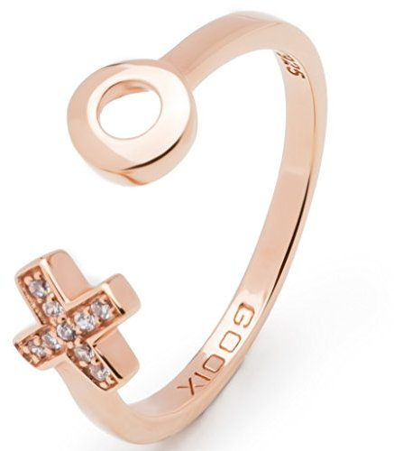 GOOIX 943-06504-56 Damen Ring XO Sterling-Silber 925 Rose Weiß Zirkonia 17,8 mm Größe 56