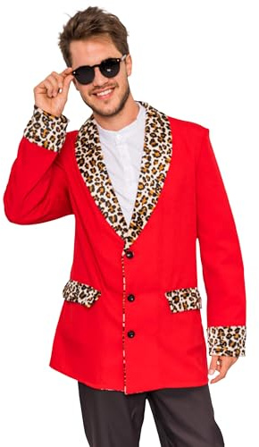 Magic by Freddy Red/Leopard Teddy Boy/Rockabily/Pimp Jacket (Medium 42/44)