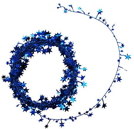 Oblique Unique® Folien Girlande Stern Lametta Glitzer Draht 7,5m Hängedeko Tischdeko Geburtstag Jubiläum JGA Hochzeit Weihnachten Silvester Party Karneval Fasching Deko - wählbar (Blau)