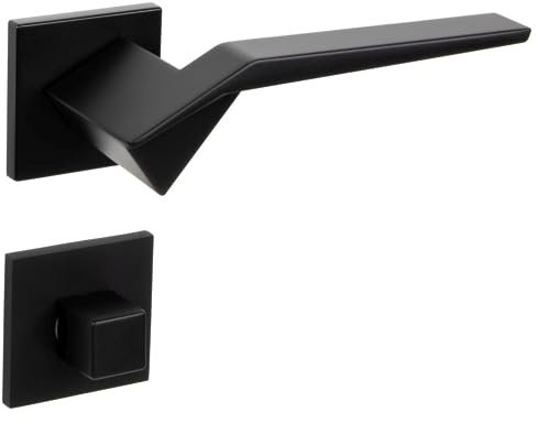 Gedotec Poignée de Porte en Acier Inox | PALADIN | 1 Pièce Garniture de porte avec vis | Noir Mat | Poignee pour portes intérieures | Béquille de porte antique | Rosace WC - salle de bain