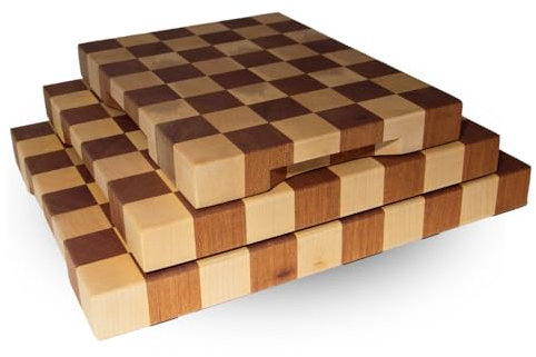 Arte del Legno, Tagliere da Cucina in Legno Professionale - con Venatura a Scacchi, Tagliere Massello di Acero e Mogano con Olio Naturale - Stabile e Antiscivolo, Varie Dimensioni