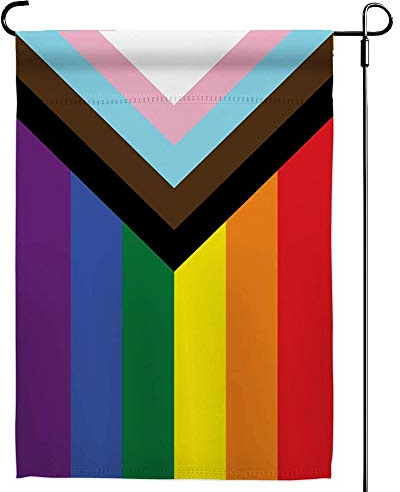 Progress Pride Regenbogen-Gartenflaggen, inklusive Progress Yard kleine Flagge, 32,5 x 45,7 cm, für LGBTQ, Lesben, Schwule, Transgender