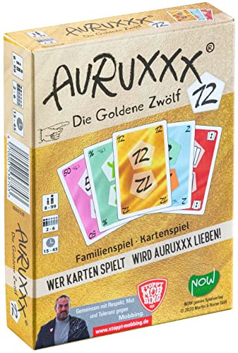 AURUXXX - Die Goldene 12 - Das spannende Kartenspiel für witzige Spieleabende für Jung und Alt. Eine unterhaltsame und pfiffige Geschenkidee als Familienspiel und Gesellschaftsspiel für Freunde.