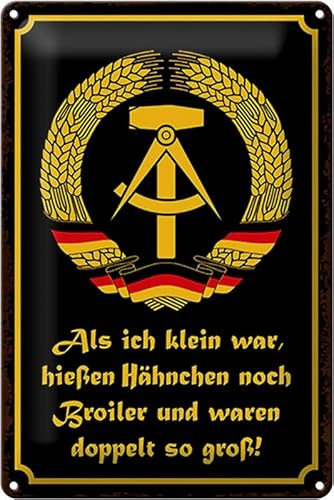 Blechschild 20x30cm gewölbt Ossi Hähnchen Broiler DDR Sprüche Deko Geschenk Schild